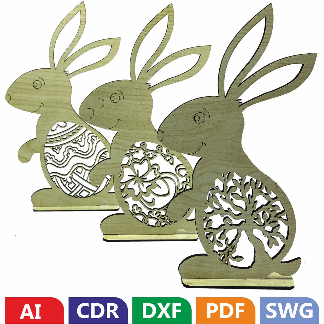 EASTER Laser Cut Files Svg Dxf Template, EASTER RABBITS Svg Cut File ...