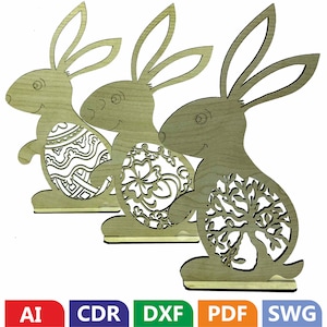 OSTERN Laser Cut Dateien svg dxf Vorlage, OSTERN KANINCHEN svg Cut File, Ostern Cricut svg für glowforge, Kaninchen, Egg.Wood Bunny, openclipart
