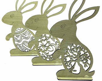 EASTER Laser Cut Files Svg Dxf Template, EASTER RABBITS Svg Cut File, easter cricut svg for glowforge, rabbit, egg.wood bunny openclipart