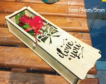 Rose Box Made Of Wood, Grate Gift, Laser Cut Files, DXF, SWG Files, Digital Files, Valantine Day, Lovely Gift,, 3mm/3,14mm/4mm/4,5mm/5mm/6mm