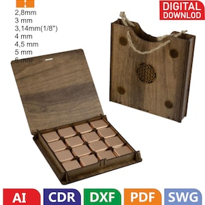 Caja de madera especial, caja de chocolate con bolsa de madera Svg, Dxf, AI, corte, regalo del día de San Valentín, regalo de te extraño png, corte láser Glowforge
