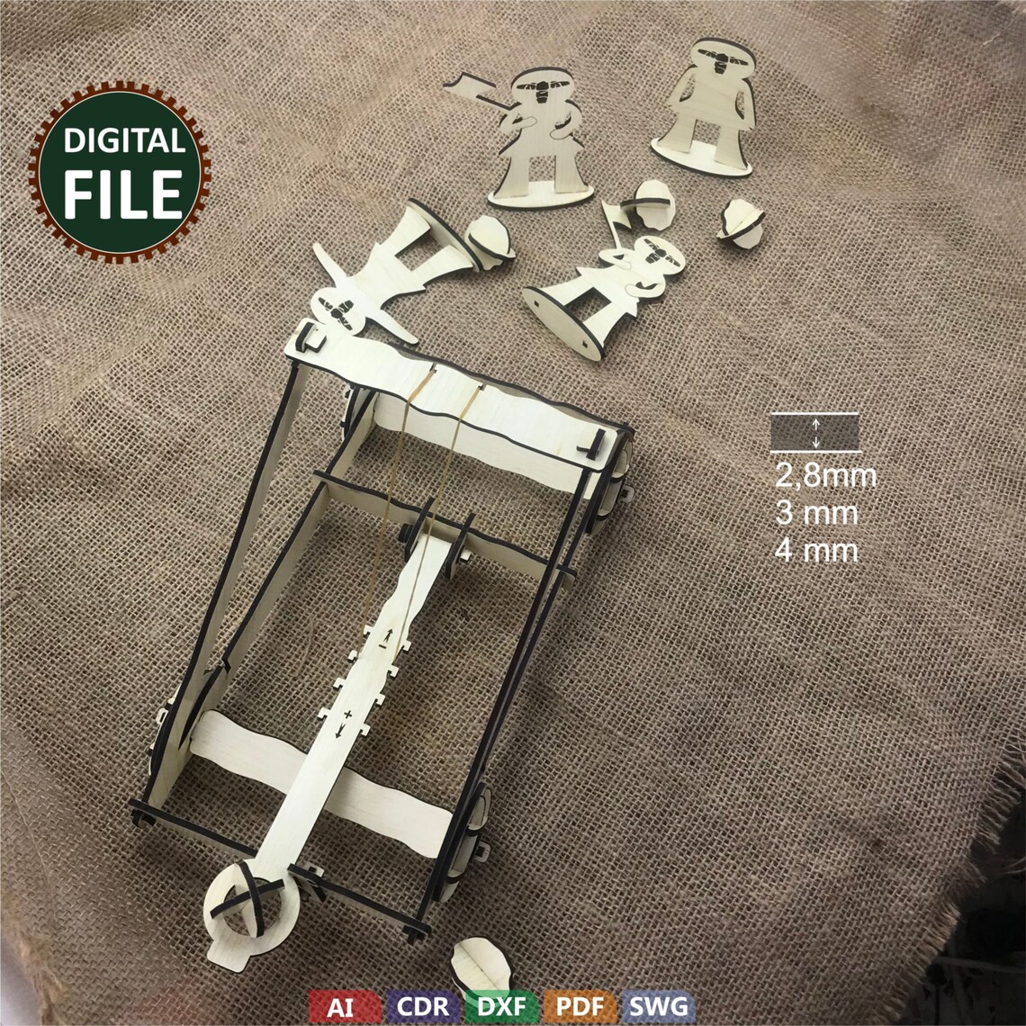 Catapult Laser Cut Files Vector Laser Cut Dxf Model Etsy