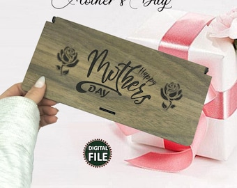 Caja de chocolates de madera grabada para el día de la madre, dibujo digital, caja de chocolates para el día de la madre, svg, dxf, cdr, pdf