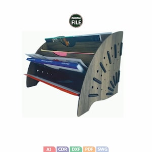 レーザーカット、オフィスデスクトップ文具ラック、レターマガジンファイルフォルダーホルダー、書類オーガナイザー、2.5/2.8/3/3.14/4/4.5/5/6 mm SVG、CDRファイル