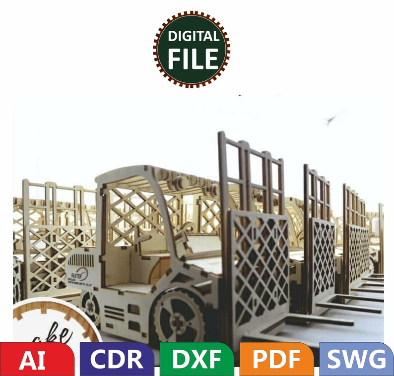 3D Wood Puzzle | 3D Puzzle Forklift Svg/ Dxf 3mm MDF Wood Board Puzzle | Self Assembly @ 65 Pieces Puzzle Kit | Limited Instructions image 6