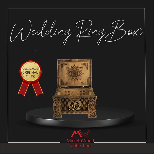 wooden box for wedding ring, Marriage proposal, DIY, 3mm, 3.175mm, 4mm, 4,5 mm, 5mm. Laser cut files SVG, PDF, Cdr Ai, Digital product
