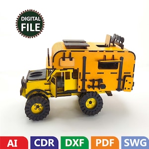 Maqueta de rompecabezas 3D, maqueta de caravana, rompecabezas 3D de Jeep SVG, rompecabezas 3D Svg, descarga digital, autocaravana, caravana de gladiadores