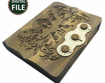 Caja de madera para códigos. 3 mm, 1/8 de pulgada, 4 mm, 4,5 mm, 5 mm Archivos cortados con láser SVG, PDF, CDR Producto digital