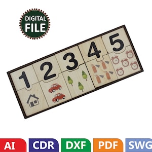 Lernzahlen Puzzle, Lernzahlen Puzzle svg, Kinder Holzspielzeug, Lernholzspiel, Montessori von zu Hause aus