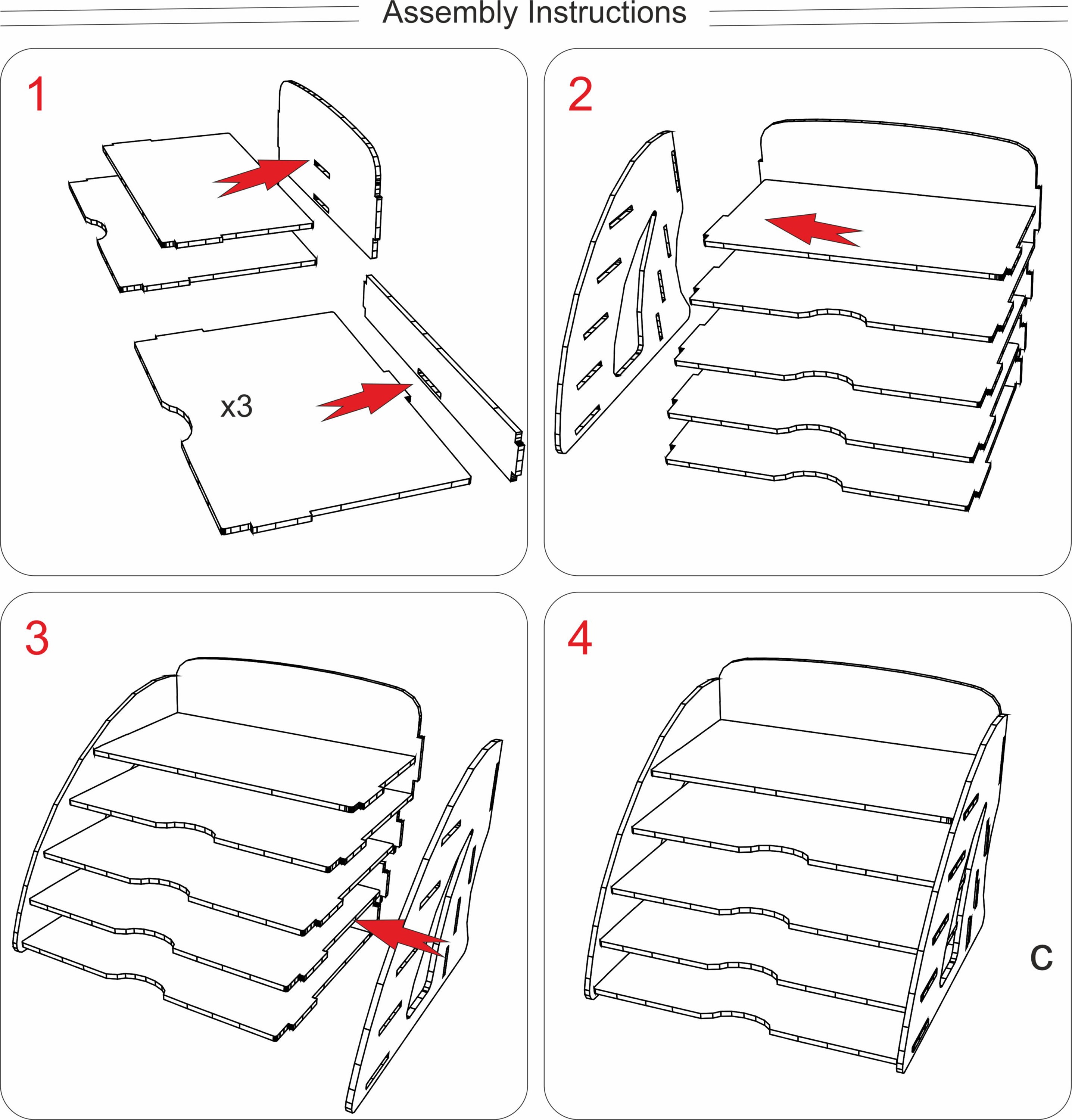 Paper Racking A4 Plywood, SVG DXF 2,8mm/3mm /3,14mm(1/8