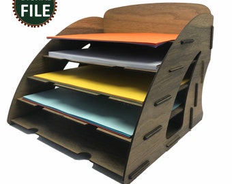 Papierrekken A4 multiplex, SVG DXF 2,8 mm/3 mm /3,14 mm(1/8")/4 mm/4,5 mm/5 mm /6 mm CNC lasergesneden bestandsblauwdrukken, bureau-organizer,