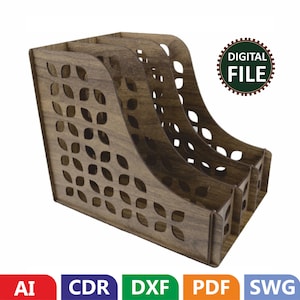 Handgemachter Dreier-Dateihalter aus Holz mit Muster svg, Dateihalter mit Muster digitale Datei. Dateizuschnitt ing