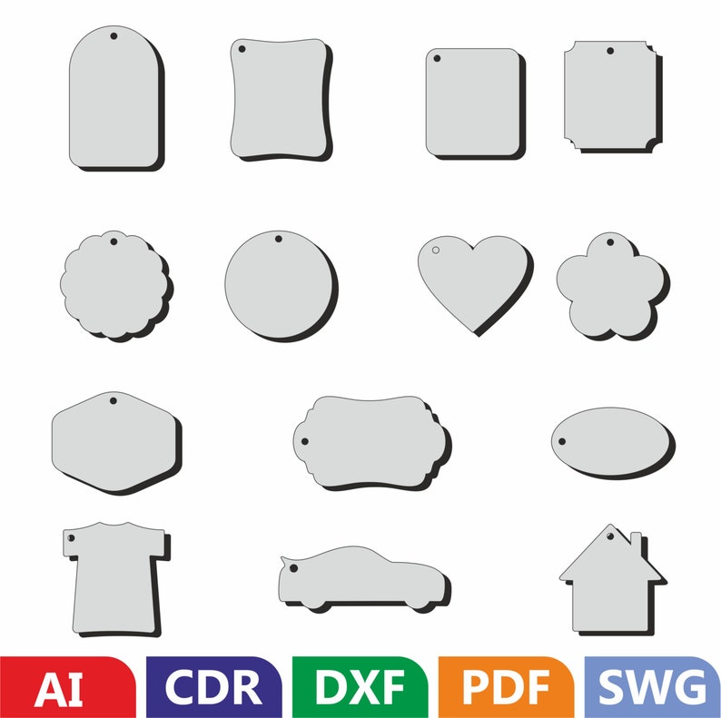 Keyrings Template Svg Laser Cut File Keychains Blanks Svg Etsy New