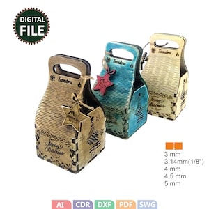 Geschenkbox, kleine Holztasche, Geschenkbox aus Holz, Geschenkbox aus Holz, Laser cut Datei, Schmuckschatulle 3 mm, DIY