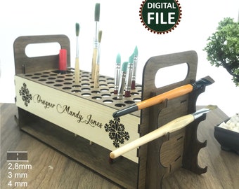 Openclipart Pen penseelhouder, penseelrek, hobbygereedschap, hobbygereedschaprek, kunstenaar, penseelhouder svg, dxf, DIY, borstel organisator