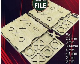 2 different models, Tic tac toe vector for CNC in svg vector file and for vector cut file, digital vector art,cnc file, cnc pattern, cnc cut