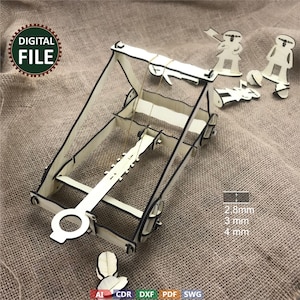 Catapult Laser Cut Files, Vector laser cut, dxf model, , vector file, digital vector art, cnc pattern, cnc cut, toy target, catapult SVG