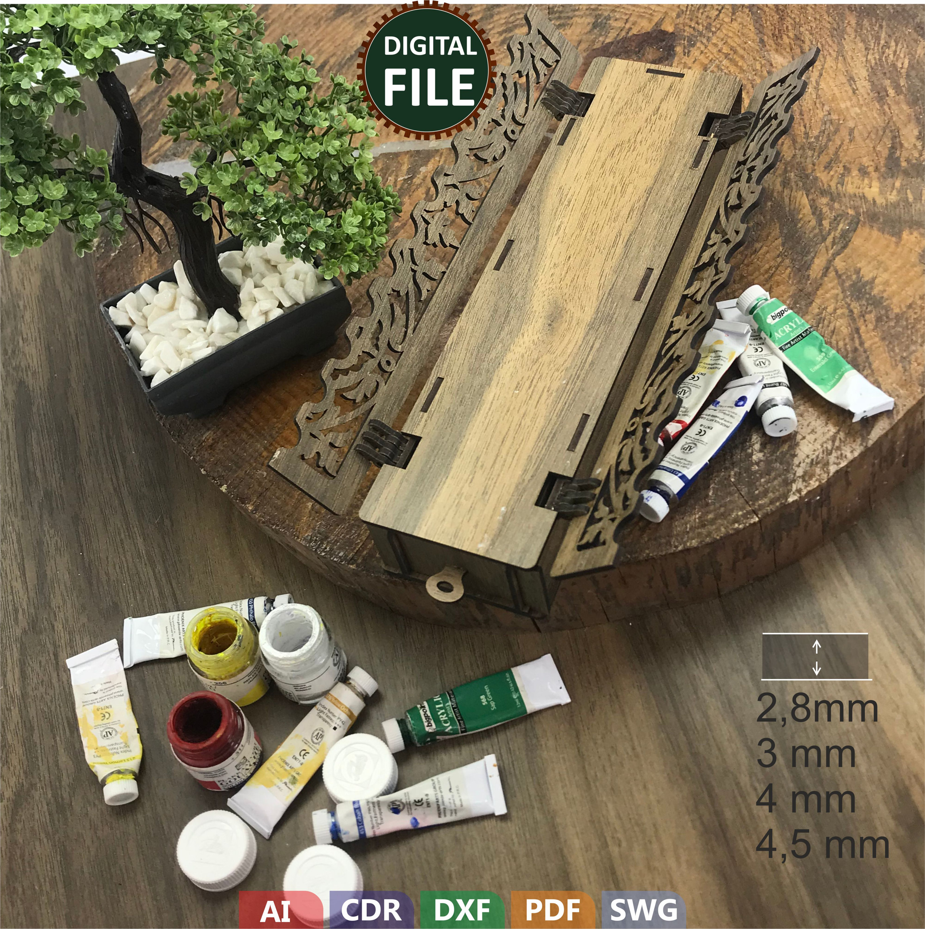 Brushbox and Brush Pen Stand Brush Holder DIY Wooden Brush Etsy