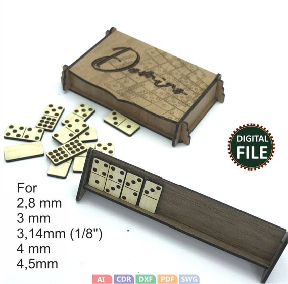 Personal Domino Set Domino Pieces Box Stand Dominoes Svg Laser