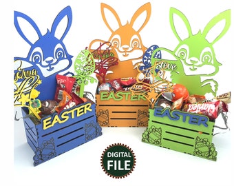 Easter Crate svg, Easter Treats Box svg, Digital Download, Glowforge Ready svg, Laser Cut file, wooden bunny crate, egg, DIY