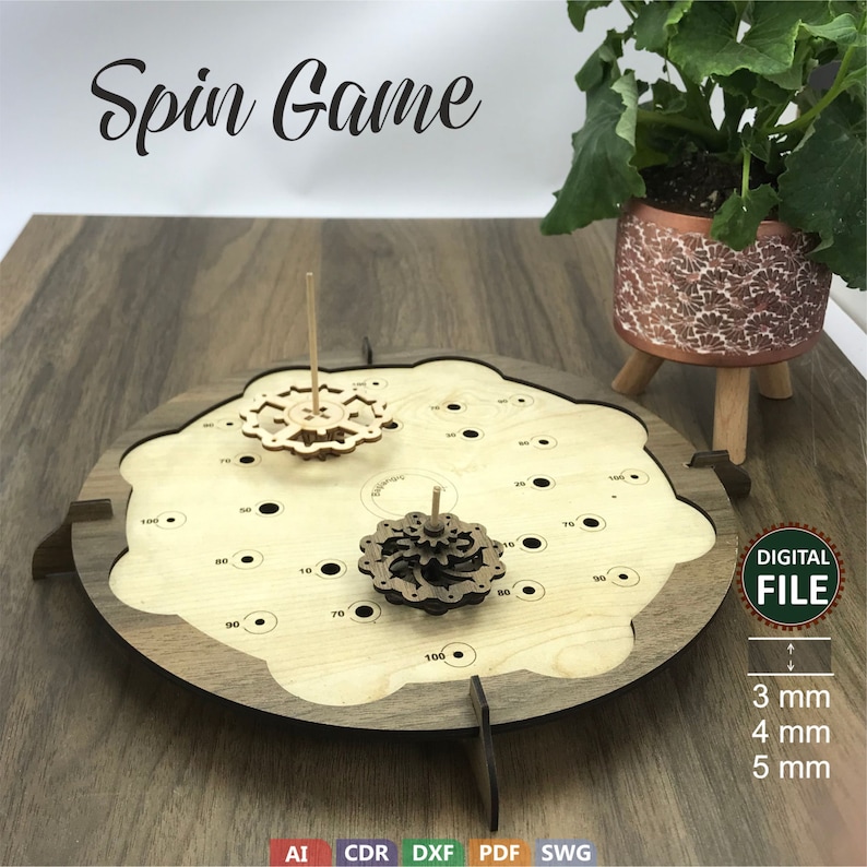 Spin Game Spin Game Plan Spin Game Svg Spin Tops Wooden Etsy