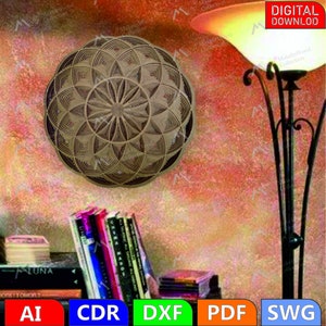 3D Mandala Swg files, Multilayer Panel for Laser Cutting, SVG files, DXF Templates for CNC router