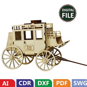 3D-Puzzle, Modell, handgemacht, aus Holz, Post Car Model Make Kit, 3D-Puzzle svg, dxf, 3d-Puzzle Laserschnittdatei