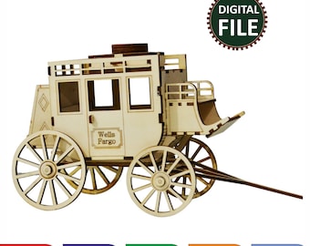 3d Puzzle, Model, Handmade, Wooden, Post Car Model Make Kit, 3D puzzle svg, dxf ,3d puzzle laser cut file