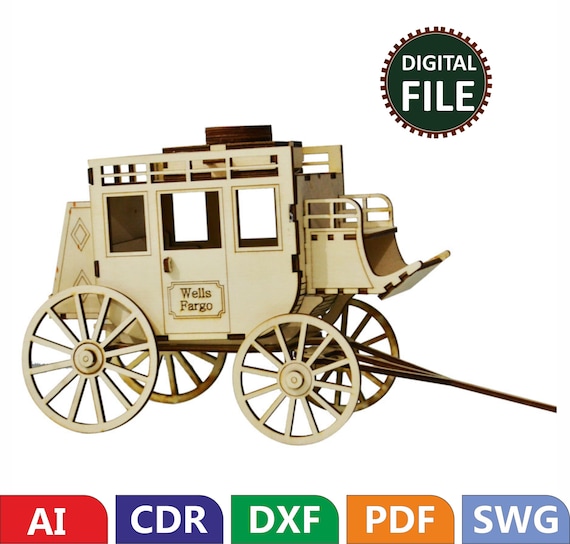 3d Puzzle, Model, Handmade, Wooden, Post Car Model Make Kit, 3D puzzle svg, dxf ,3d puzzle laser cut file