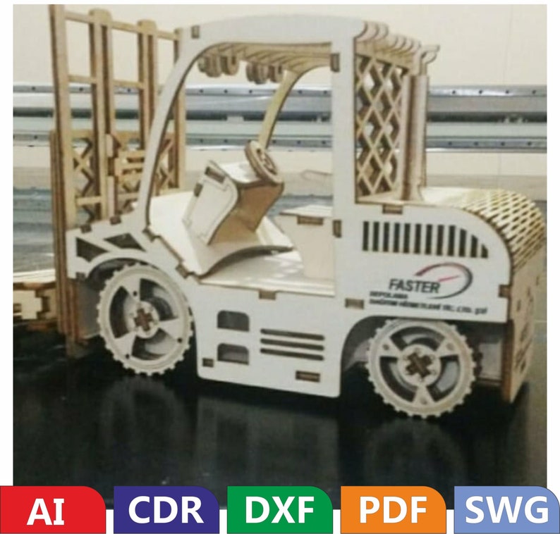3D Wood Puzzle | 3D Puzzle Forklift Svg/ Dxf 3mm MDF Wood Board Puzzle | Self Assembly @ 65 Pieces Puzzle Kit | Limited Instructions image 4