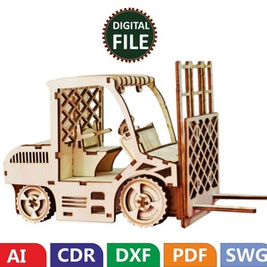 3D Wood Puzzle | 3D Puzzle Forklift Svg/ Dxf 3mm MDF Wood Board Puzzle | Self Assembly @ 65 Pieces Puzzle Kit | Limited Instructions image 2