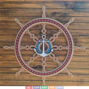 Steering Wheel 3D Mandala svg files, 7 layer for Laser Cutting, SVG files, Dxf Templates for CNC router, Wall art, DIY mandala
