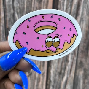 Süßer Aufkleber, lustiges Essen Dessert Aufkleber, Donut Liebhaber, Donut Aufkleber, Donut Aufkleber, Snack Aufkleber, Gebäck Aufkleber, Pink Donut