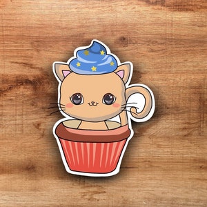 Cat sticker, Calico cat decal, cupcake decal, cat lover, cute cat sticker, cupcake sticker, vinyl sticker, Cat lover gift, Birthday sticker