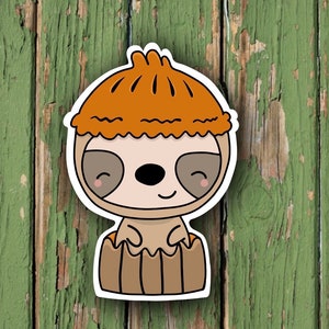 sloth sticker, waterproof sticker, sloth decal, funny sticker, pie sticker, laptop sticker, sloth gift, animal sticker, best friend gift