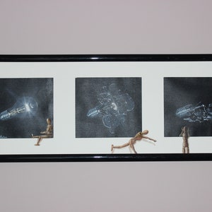 Acrylic painting with black lacquered frame 25x70cm