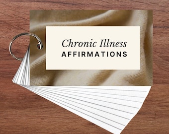 慢性疾患アファメーションカード | セルフケアとウェルネスサポート | ポータブルキーリングデッキ