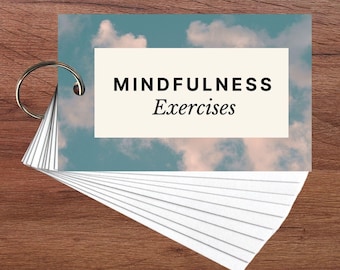 マインドフルネスエクササイズカード | ストレスと不安への対処ツール | ポータブルキーリングデッキ