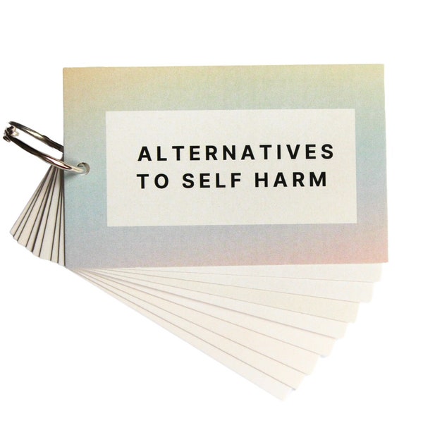 Self-harm Alternatives Cards: (Depression, anxiety, self-injury, stress, BPD, PTSD, mental health, mental illness…etc)