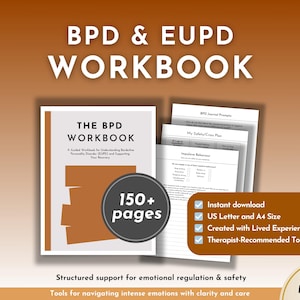 BPD & EUPD Workbook | Trauma-Informed Journal, DBT, Coping Skills (digital pdf)