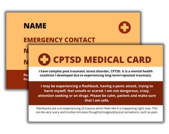 CPTSD Medical Cards-Pack of two (Emergency, crisis)