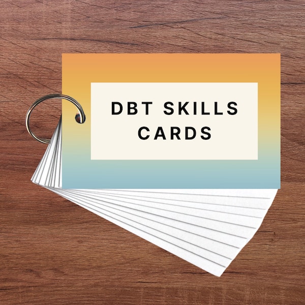Cartes de compétences DBT | Pleine conscience, tolérance à la détresse et régulation émotionnelle | Porte-clés physique