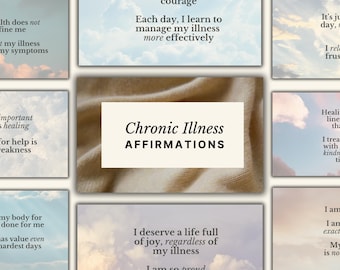 慢性疾患アファメーションカード：ポジティブな考え方、セルフケア（デジタルダウンロード）