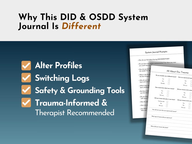 DID & OSDD Workbook | Trauma-Informed System Journal and Recovery Tools (digital pdf) image 2