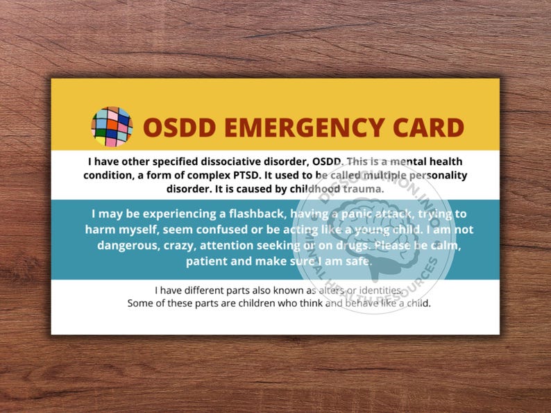 Osdd Test DID & OSDD Crisis Card: Mental Health Emergency Card (pack of Two) - Etsy