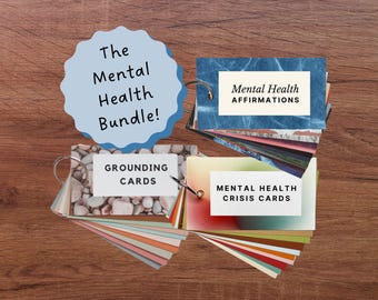 メンタルヘルスカードバンドル：アファメーション、グラウンディング、危機管理計画
