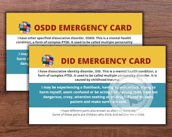 DID & OSDD 危機カード: メンタルヘルス緊急カード (2 枚パック)