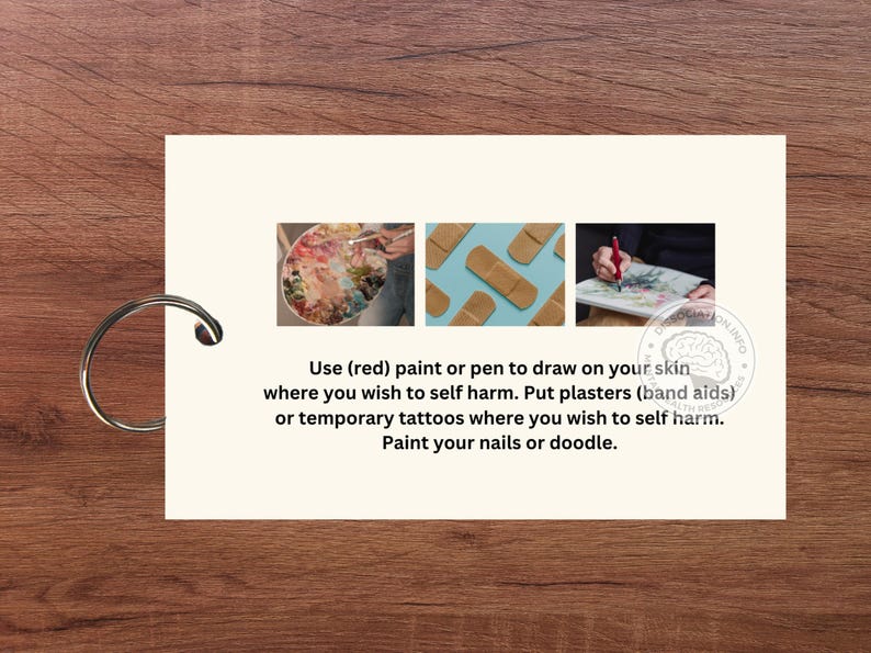 Self-Harm Alternative Cards | 50+ Coping & Grounding Strategies | Physical Keyring Cards image 7