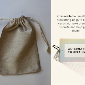 Self-Harm Alternative Cards | 50+ Coping & Grounding Strategies | Physical Keyring Cards Cards and canvas bag