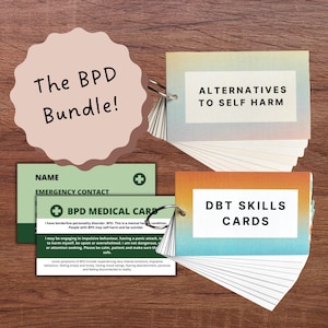 BPD-Bundle | Crisis Karten | DBT Karten | Karten zur Selbstfürsorge | EUPD | Therapie | Medizinische Karte | Depression | Selbstmörderisch | Borderline | Psychische Gesundheit
